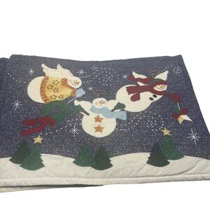 Holiday Snowman Angel Cotton Placemats Set Of 6 Design Cottage 12"x17" Pre-Owned